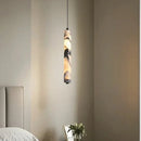 Axyaa Black Cylinder Stone Pendant LED Chandelier for High-end Living Room Decor