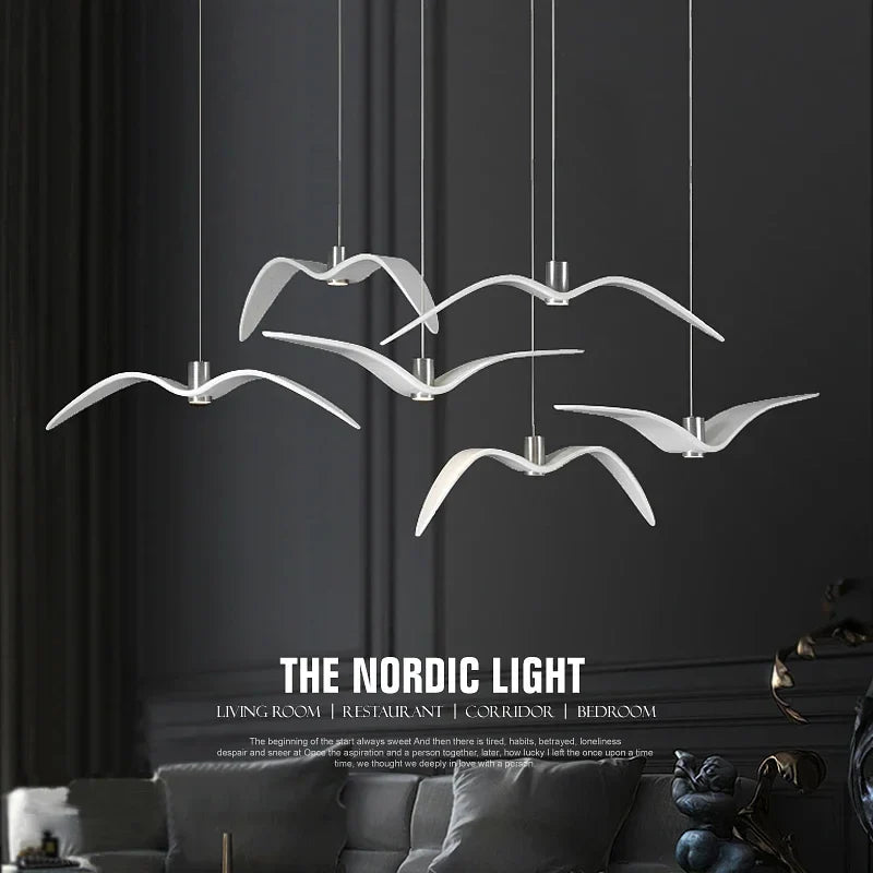 Axyaa Nordic Seagull Chandelier: Resin Brokis Night Birds Pendant Lamp