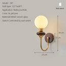 Axyaa Neoclassical Wood Wall Sconce with High CRI Japanese Glass Bedside Lamp