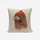 Axyaa Cute Animal Linen Cushion Cover 45*45cm for Child Sofa Home deco