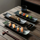 Axya Ceramic Sashimi Plate: Special Long Vintage Sushi Dish