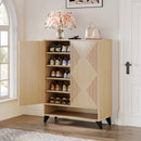 Axyaa 6-Tier Wooden Shoe Cabinet with Doors, Adjustable Shelves Organizer