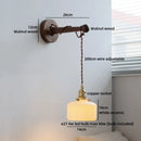 Axyaa Ceramic Round LED Wall Lamp Pull Chain Switch Bedroom Reading Light