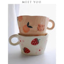 Axyaa Strawberry Flower Hand-painted Ceramic Mug for Children