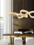 Axyaa Crystal Ribbon Luxury Chandelier Pendant Light - Modern Designer LED Ceiling Lamp