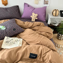 Axyaa Floral Fiber Washed Cotton Solid Color Four-Piece Quilt Cover Set