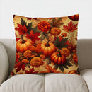 Axyaa Autumn Leaves & Pumpkins Pillow Cover for Sofa, Bedroom, Car - Decorative Cushion Cover