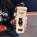 Axyaa Kawaii Cat Stainless Steel Thermal Cup 600ml - Portable Cute Thermos Bottle