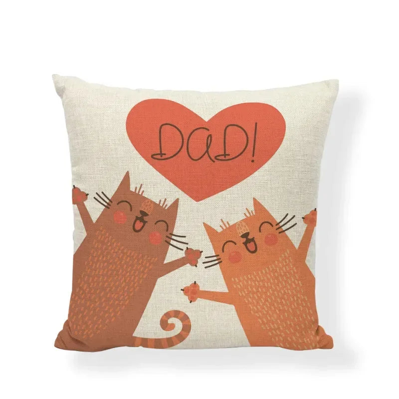 Axyaa Cartoon Cat Linen Cushion Cover - Home Decor Essential for Sofa, Living Room, or Bed