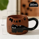 Axyaa Animal Stacked Cups Mug Set - Ceramic Coffee Latte Milk Cute Cat Design