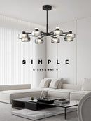 Axyaa Minimalist Glass LED Chandelier for Living Room, Restaurant, Kitchen, Bedroom - Dimmable Lighting