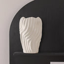 Axyaa Irregular Wavy Patterns Ceramic Vase White Pot Home Decoration