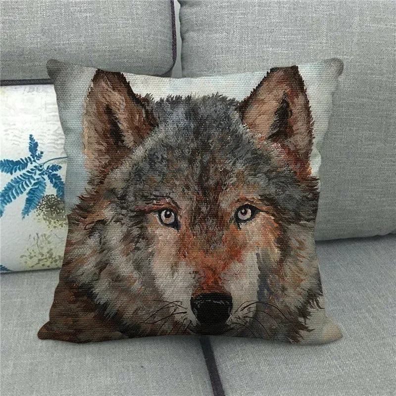 Axyaa Tiger Lion Printed Cushion Cover for Home Sofa Bed Decoration