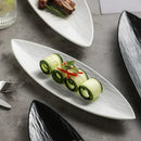 Axyaa Ceramic Dessert Plate: Solid Color Long Strip Plate