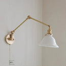 Axyaa Swing Arm Copper Wall Lamp with Green White Lampshade Nordic Modern Design