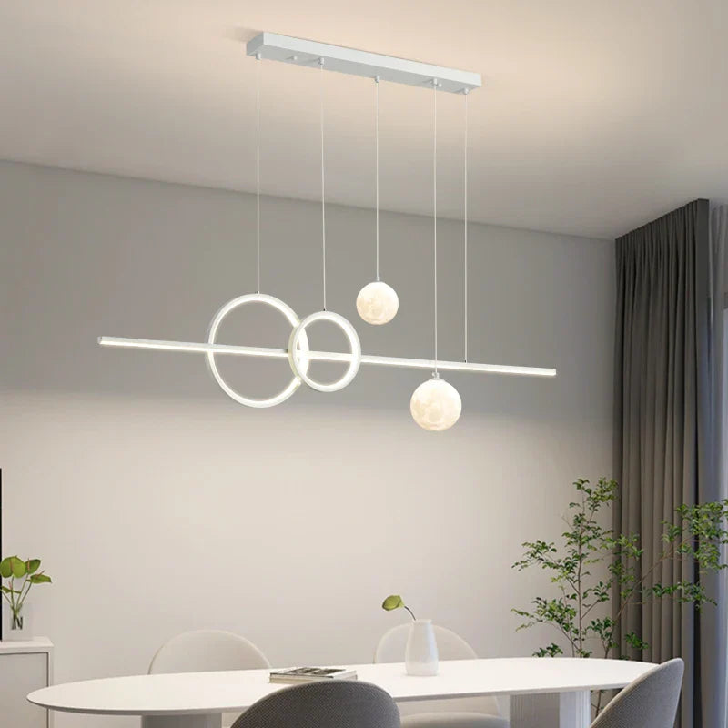 Axyaa Nordic Minimalist Dining Table Chandelier - Modern Black & White LED Pendant Lights