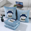 Axyaa Double-Sided Velvet Throw Pillow Quilt - Cartoon Embroidered Design