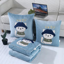 Axyaa Double-Sided Velvet Throw Pillow Quilt - Cartoon Embroidered Design