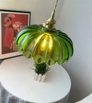 Stained Glass Pendant Lights by Axyaa - Green & White Vintage Art for Kitchen & Dining Room