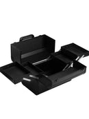Axyaa Large Makeup Train Case with Lock, 4 Trays Cosmetic Storage Organizer