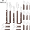 Axyaa Wooden Handle Stainless Steel Cutlery Set - 30pcs Flatware Tableware