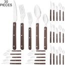 Axyaa Wooden Handle Stainless Steel Cutlery Set - 30pcs Flatware Tableware