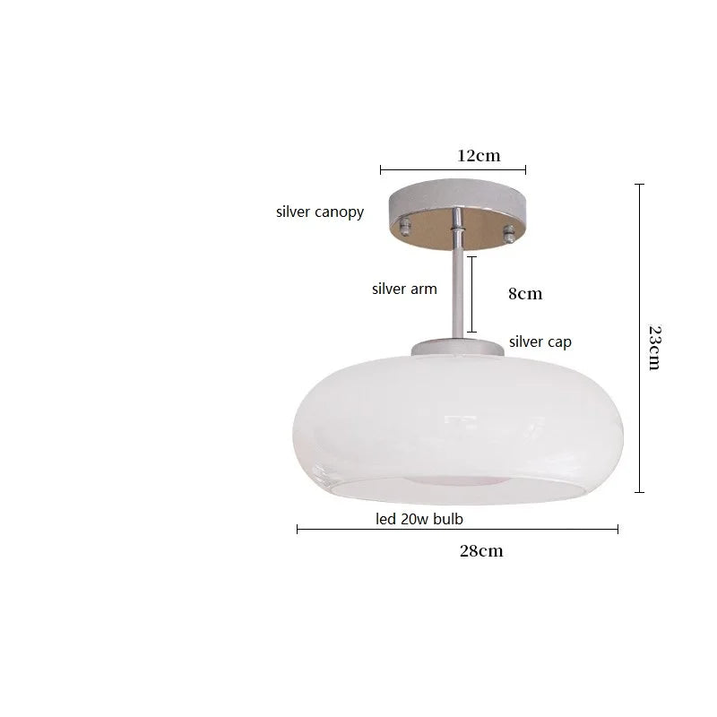 Axyaa Nordic Modern LED Ceiling Lamp with Copper Yellow Glass Lampshade