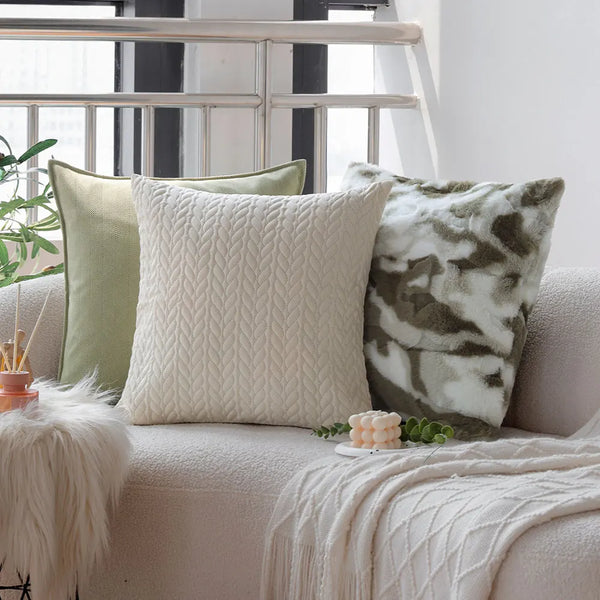 Axyaa Nordic Style Quilting Cushion Cover - Soft Cozy Throw Pillow for Home Decor