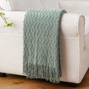 Axyaa Orange Knit Throw Blanket with Tassels - Lightweight & Decorative Fall Plaid Blanket