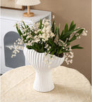Axyaa Striped Ceramic Flower Pot Vase for Home Décor - Nordic Minimalist Design