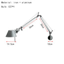 Axyaa Modern Silver Black Wall Lamp, Rotatable, E27 Bulb, Switch, Bedroom Study Sconce