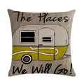 Axyaa Retro Car Pattern Cushion Cover Linen Pillowcase 45*45cm