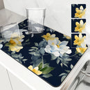 Axyaa Rose Flower Absorbent Kitchen Mat - Antiskid Draining Coffee Drying Pad