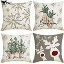 Axyaa Christmas Deer Snowflake Pillow Cover for Stylish Home Decor