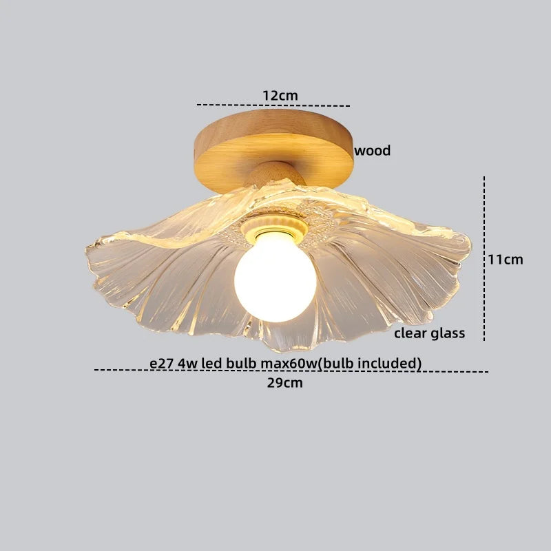 Axyaa Crystal Wood LED Ceiling Lamp Clear Glass Modern Ceiling Lights