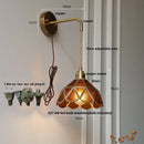 Axyaa Amber Glass LED Wall Sconce, Modern Nordic Style Plug-In Bedside Light