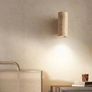 Axyaa Stone Cylinder Wall Lamp: Japanese Cream Wabi-Sabi Style LED Lighting