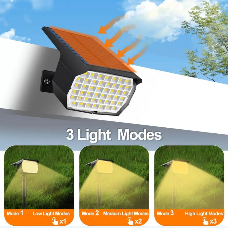 Axyaa Solar LED Landscape Spotlights - 3 Modes Waterproof Outdoor Wall Lights
