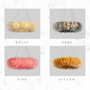 Axyaa Nordic White Feather Chandelier: Elegant LED Pendant Lamp for Various Rooms