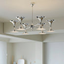 Axyaa Silver Horn Chandelier: Bauhaus Chrome Pendant Lights with 8/10 Heads for Home Decor