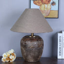 Axyaa Japanese Ceramic LED Floor Lamp with Fabric Lampshade for Home Decor