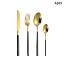 Axyaa Gold Stainless Steel Cutlery Set - 24pc Family Western Dining Gift Set