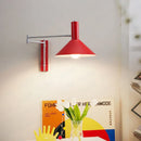 Axyaa Industrial Metal Wall Lamps with Extendable Arms in White, Black, or Red.
