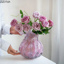 Axyaa Pink Glass Vase Bud Shape Table Decoration Floral Arrangement Aesthetic Décor