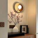 Axyaa LED Wall Light White Glass Wood Yellow Travertine Japan Style