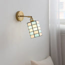 Axyaa Blue & White Glass Industrial LED Wall Sconce for Bathroom, Mirror & Stairway
