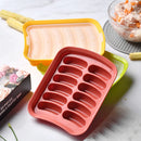 Axyaa Silicone Sausage Maker Mould with Lid, 12 Grids Hot Dog DIY Baking Tool