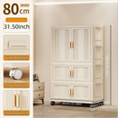 Axyaa Foldable Storage Cabinet on Wheels for Clothes/Quilts, Mixed Cream