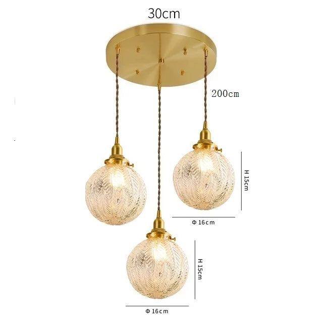 Axyaa Clear Glass LED Pendant Light: Nordic Style Copper Hanging Lamp