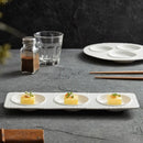 Axya 3-Grid White Ceramic Snack Tray Sushi Plate Set